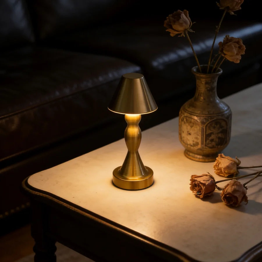Desketic Campana Cordless Antique Brass Cone Lamp — Desketic Architectural & Ambient Luminescence — view 5