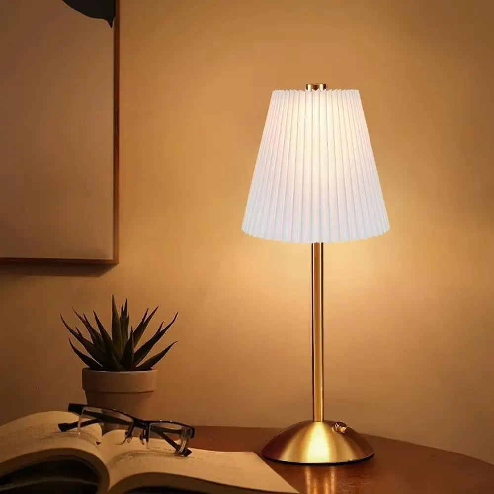 Desketic Corolla Pleated Linen & Brass Table Lamp — Desketic Architectural & Ambient Luminescence — view 4