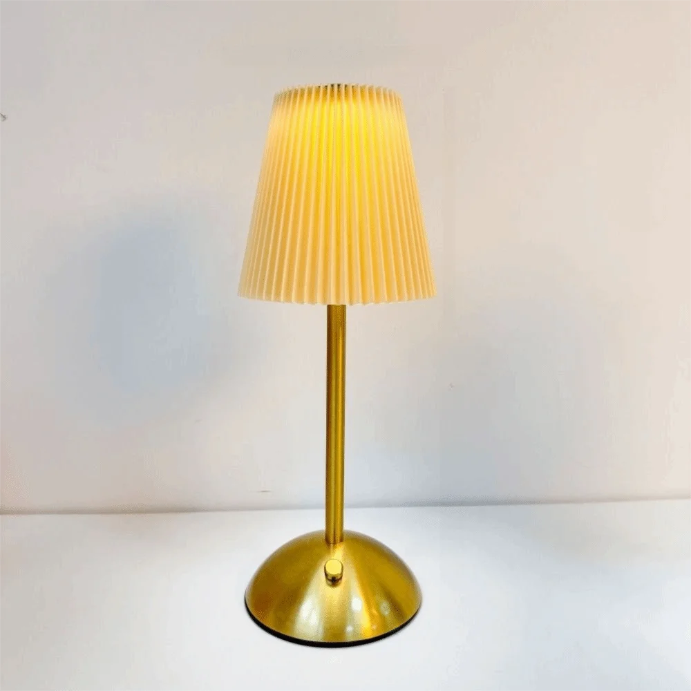 Desketic Corolla Pleated Linen & Brass Table Lamp — Desketic Architectural & Ambient Luminescence — view 3