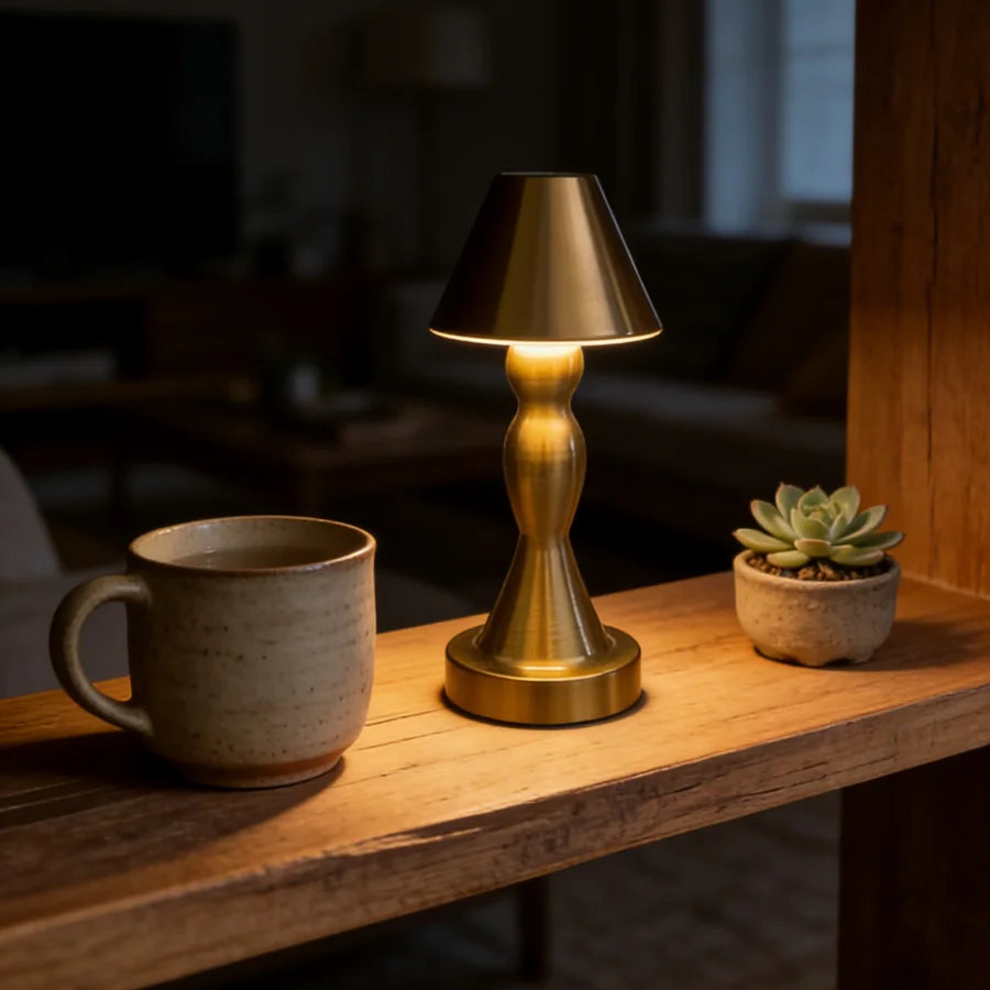 Desketic Campana Cordless Antique Brass Cone Lamp — Desketic Architectural & Ambient Luminescence — view 3