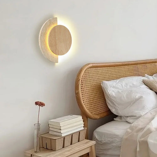 Desketic Eclisse Travertine Halo Wall Light — Desketic Architectural & Ambient Luminescence
