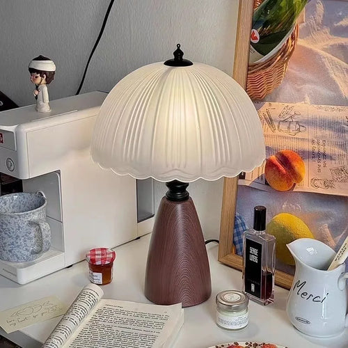 Desketic Conchiglia Pleated Shell & Walnut Table Lamp — Desketic Architectural & Ambient Luminescence — view 2