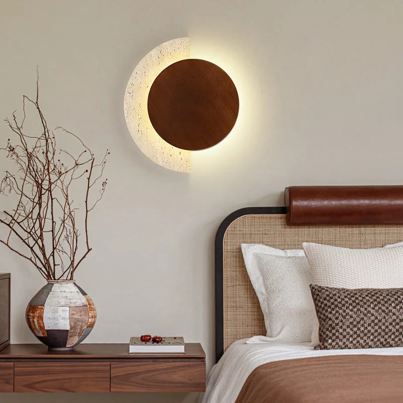 Desketic Eclisse Travertine Halo Wall Light — Desketic Architectural & Ambient Luminescence — view 2