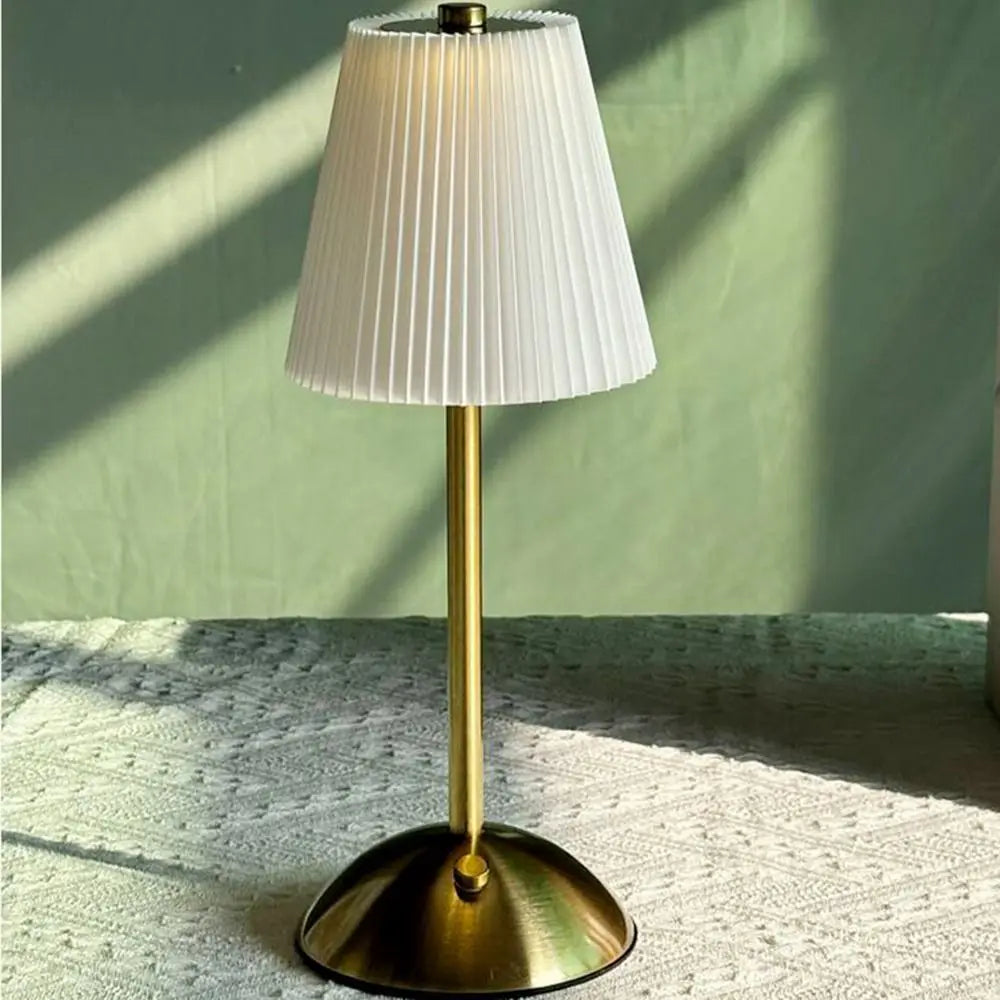 Desketic Corolla Pleated Linen & Brass Table Lamp — Desketic Architectural & Ambient Luminescence