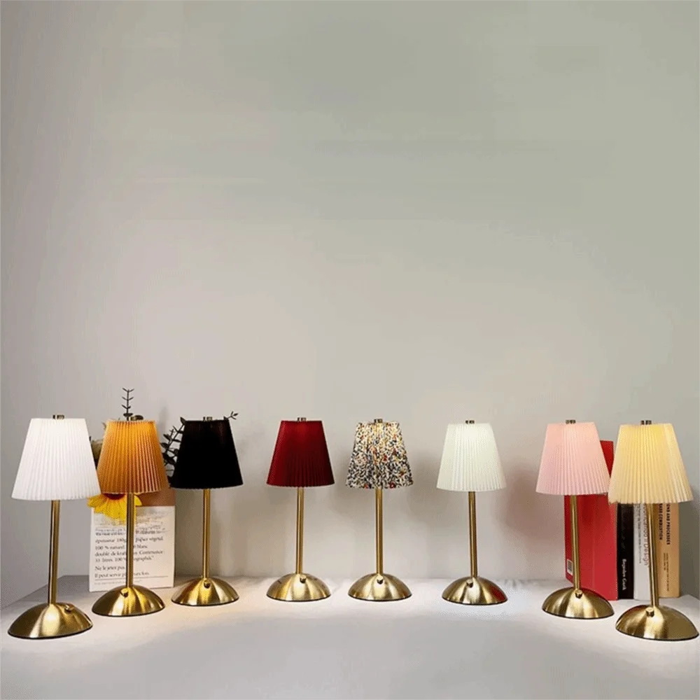 Desketic Corolla Pleated Linen & Brass Table Lamp — Desketic Architectural & Ambient Luminescence — view 2