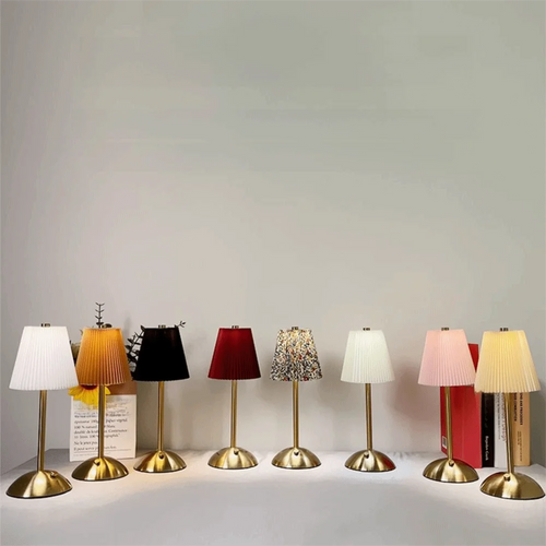 Desketic Corolla Pleated Linen & Brass Table Lamp — Desketic Architectural & Ambient Luminescence — view 2